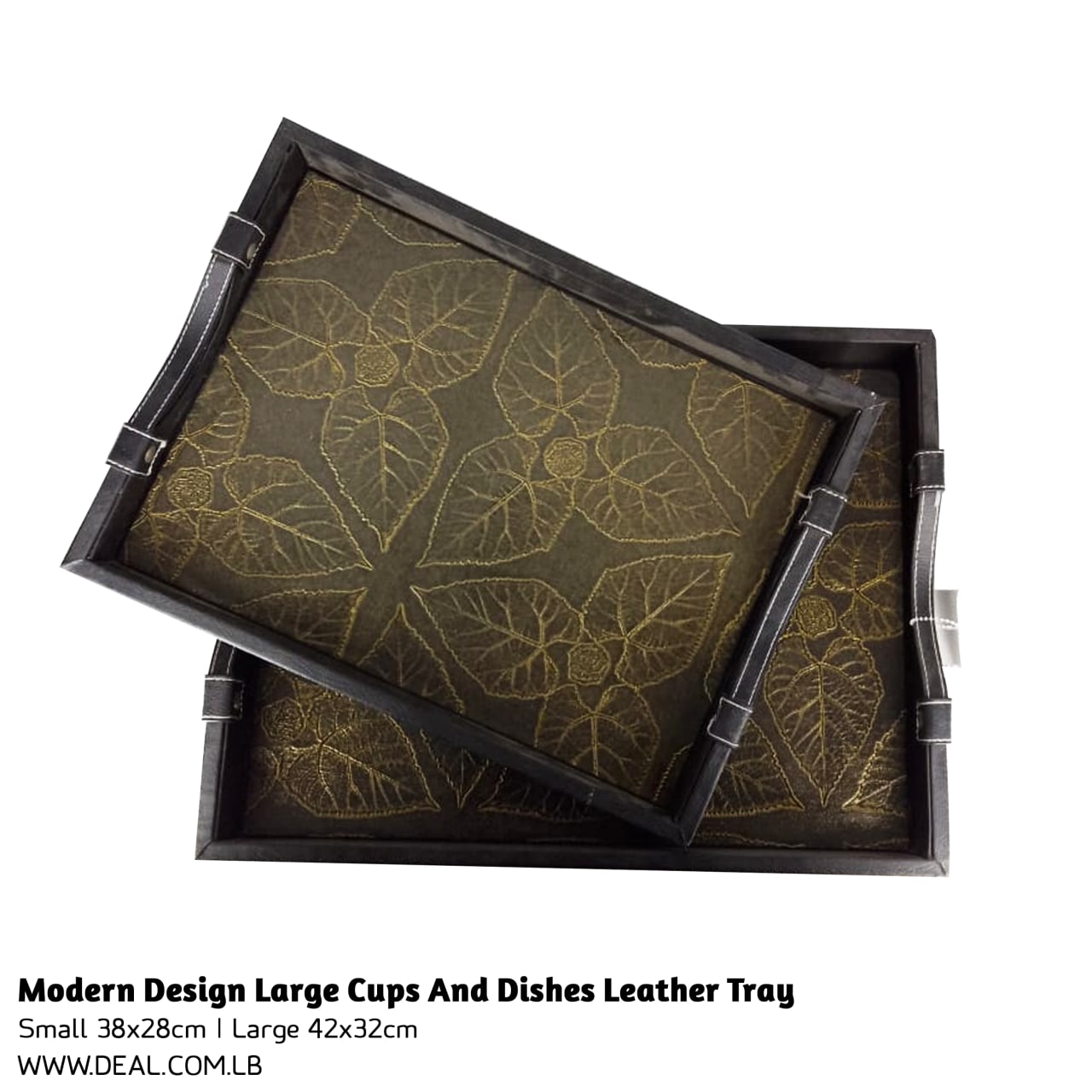 Modern Design Large Cups And Dishes Leather Tray