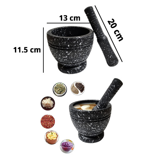 Mortar+Pestle+Black+Granite+Design+Grinding+Garlic+Ginger+Spices