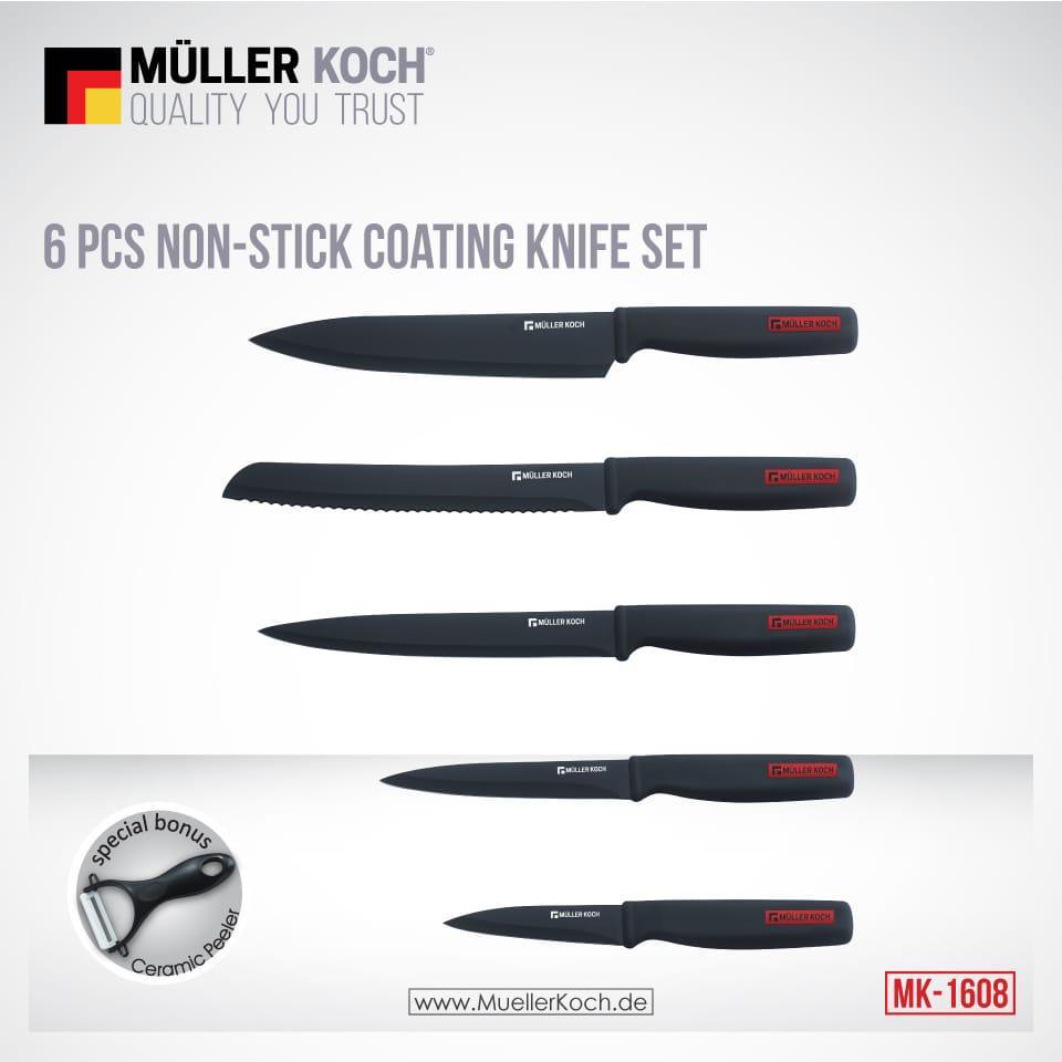 Muller Koch 6Pcs Black Non-Stick Coating Knife Set