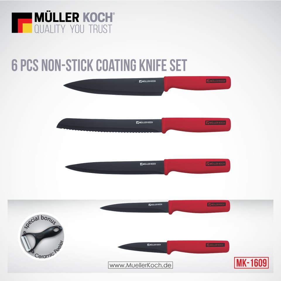 Muller+Koch+6Pcs+Red+Non-Stick+Coating+Knife+Set