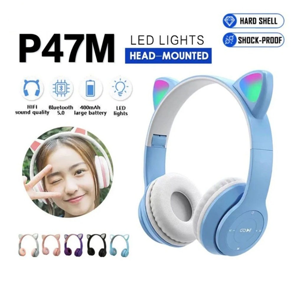P47M Cat Ear Wireless Headphone