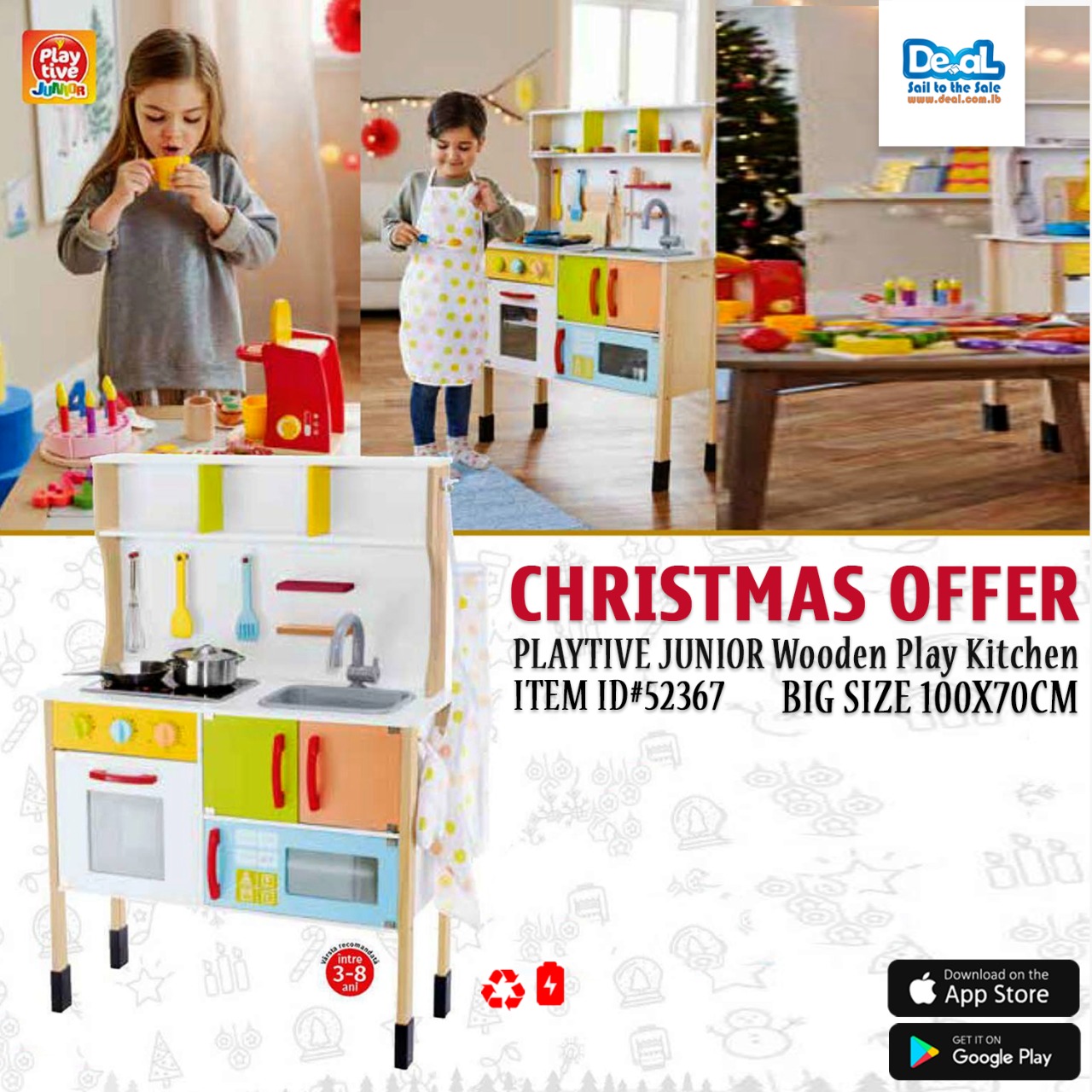 PLAYTIVE+JUNIOR+Wooden+Play+Kitchen+100%2A70%2A30cm