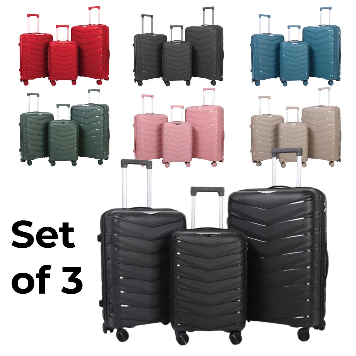 PP Trolley Luggage Bag,High Quality Travel Bags,Set of 3 Pieces,Rolling Suitcase Bags,Expandable Travel Bags