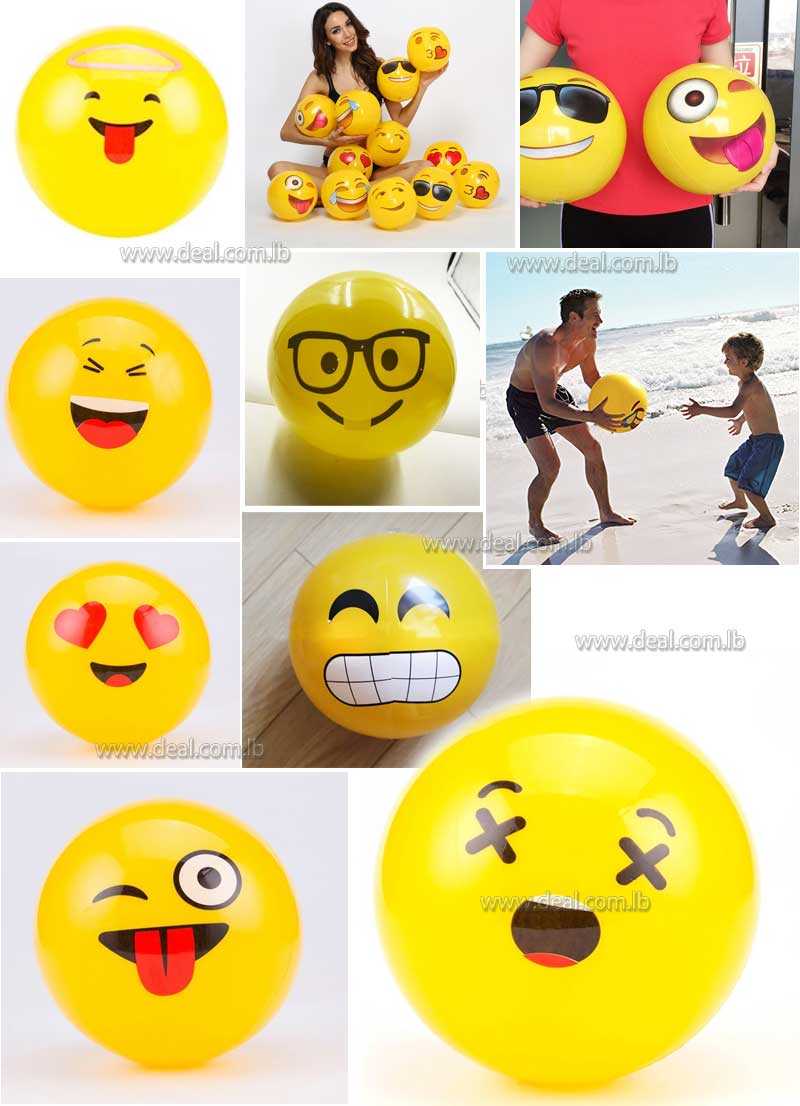 PVC Emoji Beach Balls Inflatable Soft Ball Kids&Adult Water Play Pool