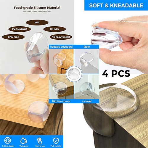 Pack of 4 Silicone protective corners for table, child safety table edge, edge protection glass table, corner protection ,and edge protection, used for table corner protection,