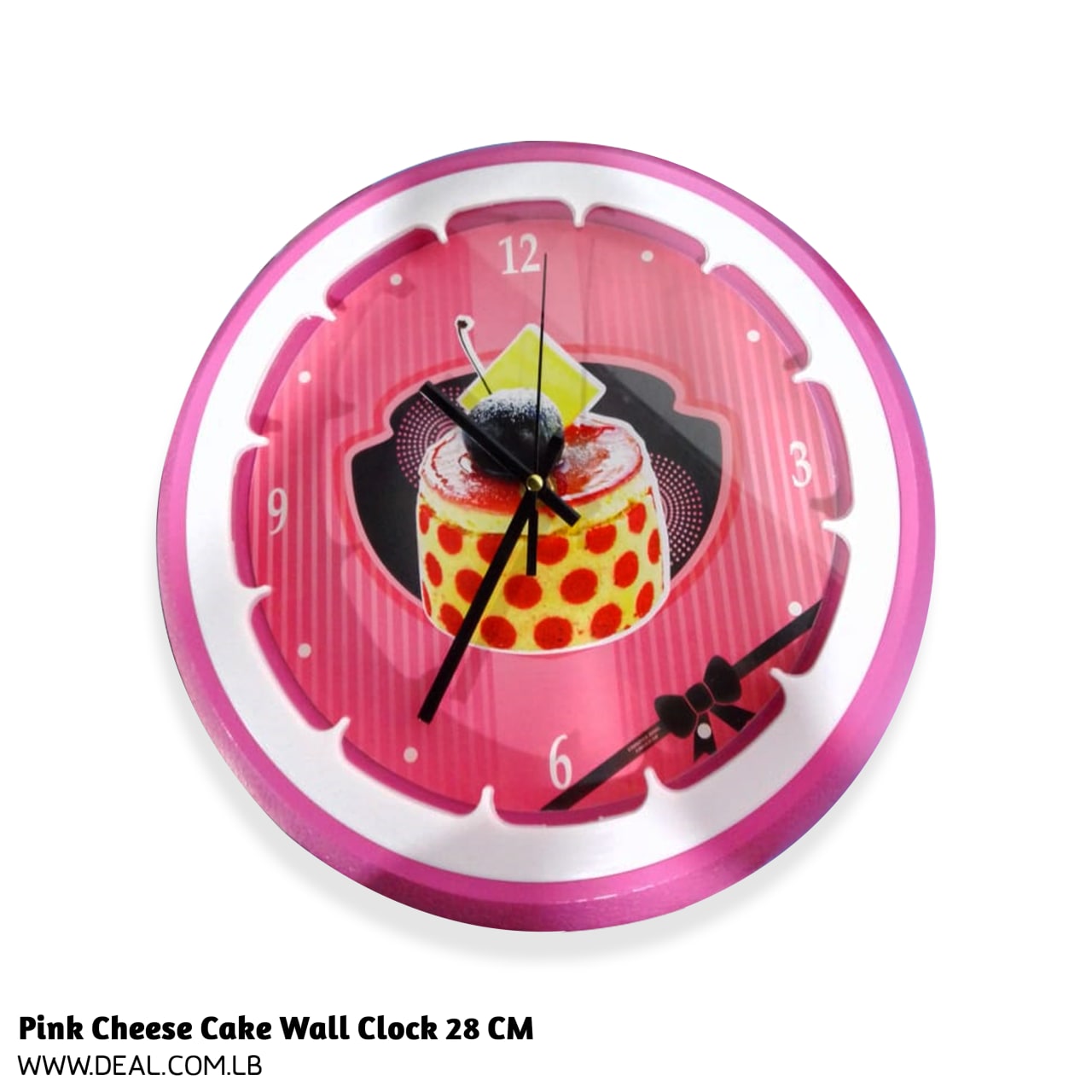 Pink+Cheese+Cake+Wall+Clock+28+CM
