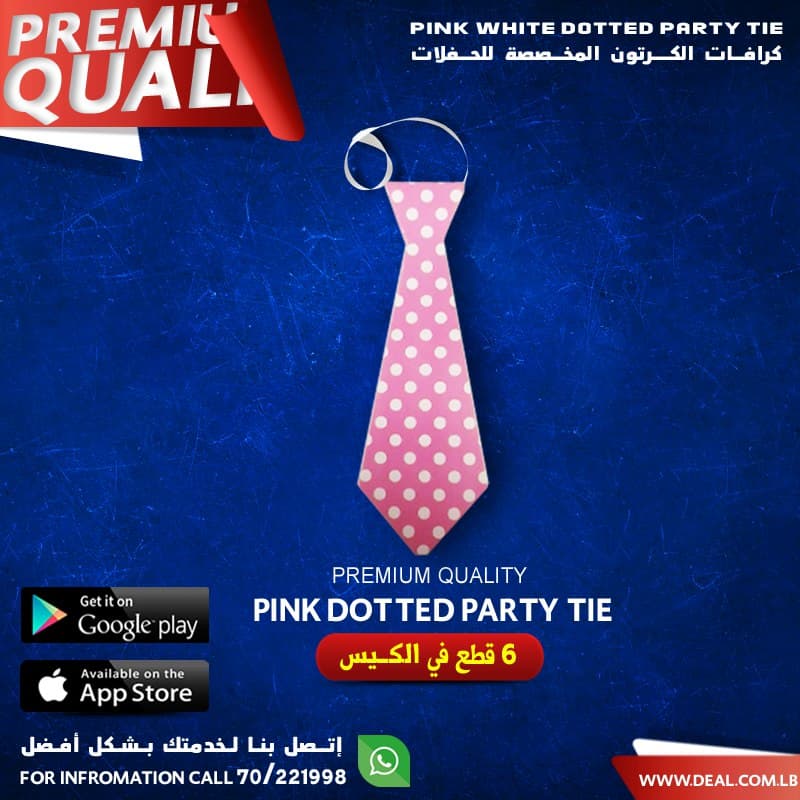 Pink Polka Dot Elastic Party Tie 6pcs