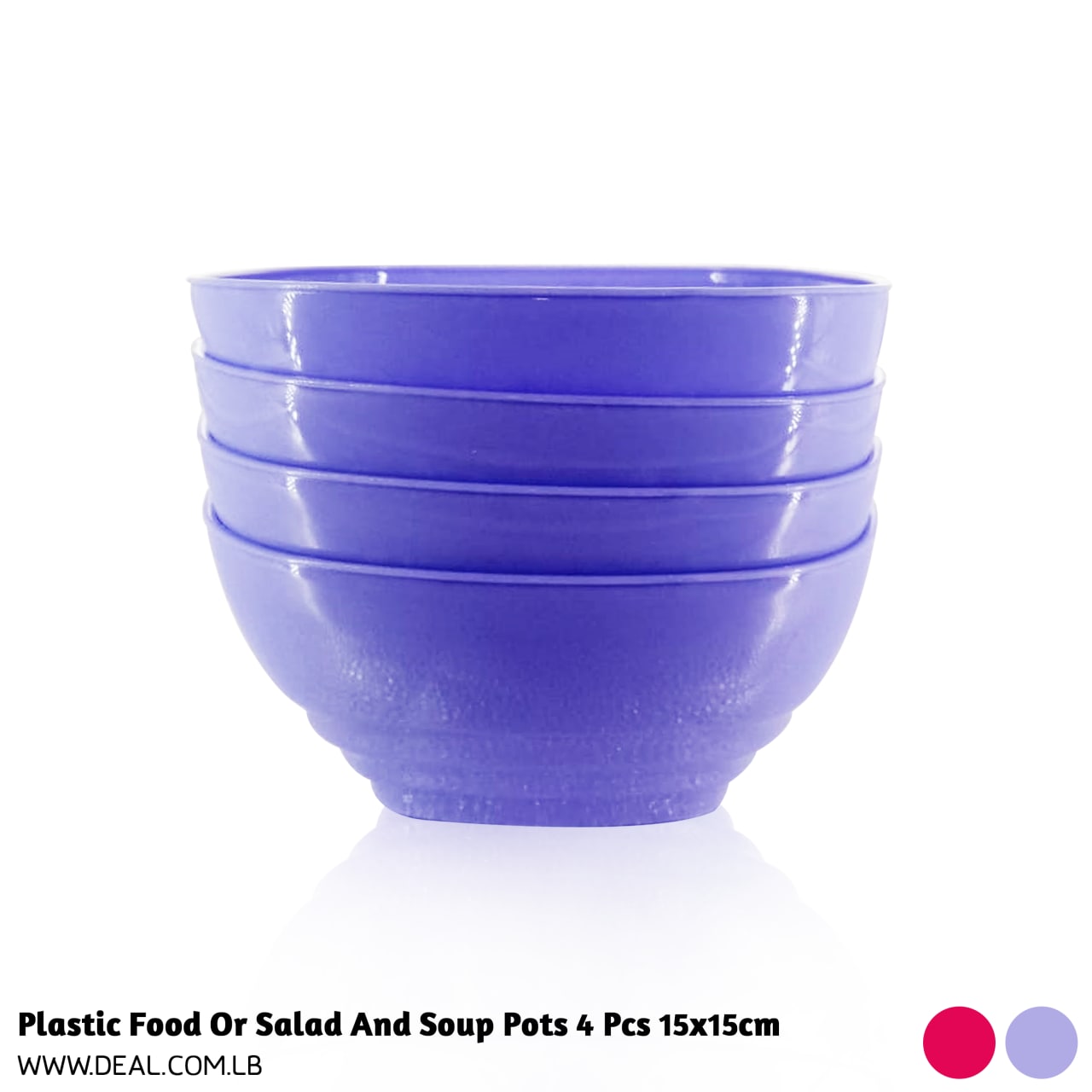 Plastic Food Or Salad And Soup Pots 4 Pcs 15x15cm