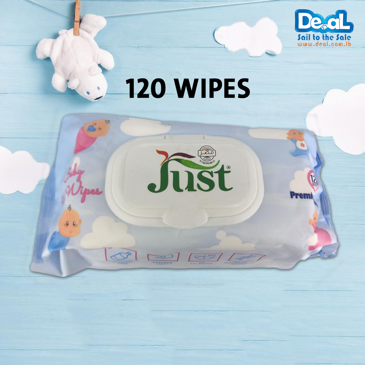 Premium Quality Just Baby Wet Wipes 120 wipes