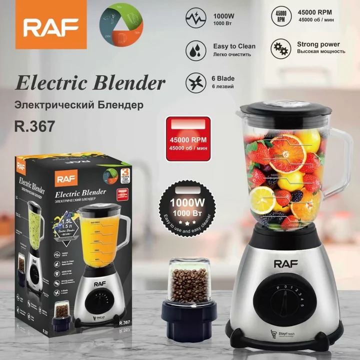 RAF.367 Electric Blender 1000W with Grinder
