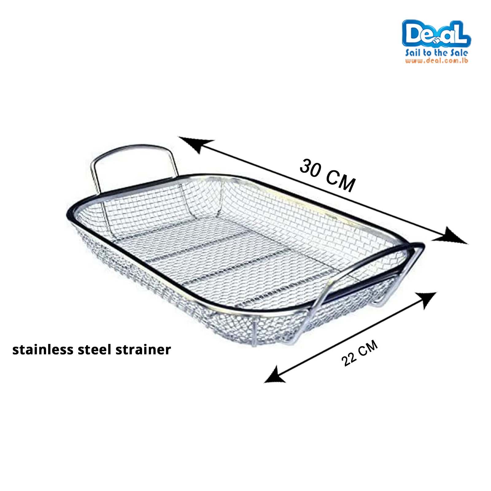 Rectangle+Kitchen+Strainer+Stainless+Steel+Colander+22x30cm