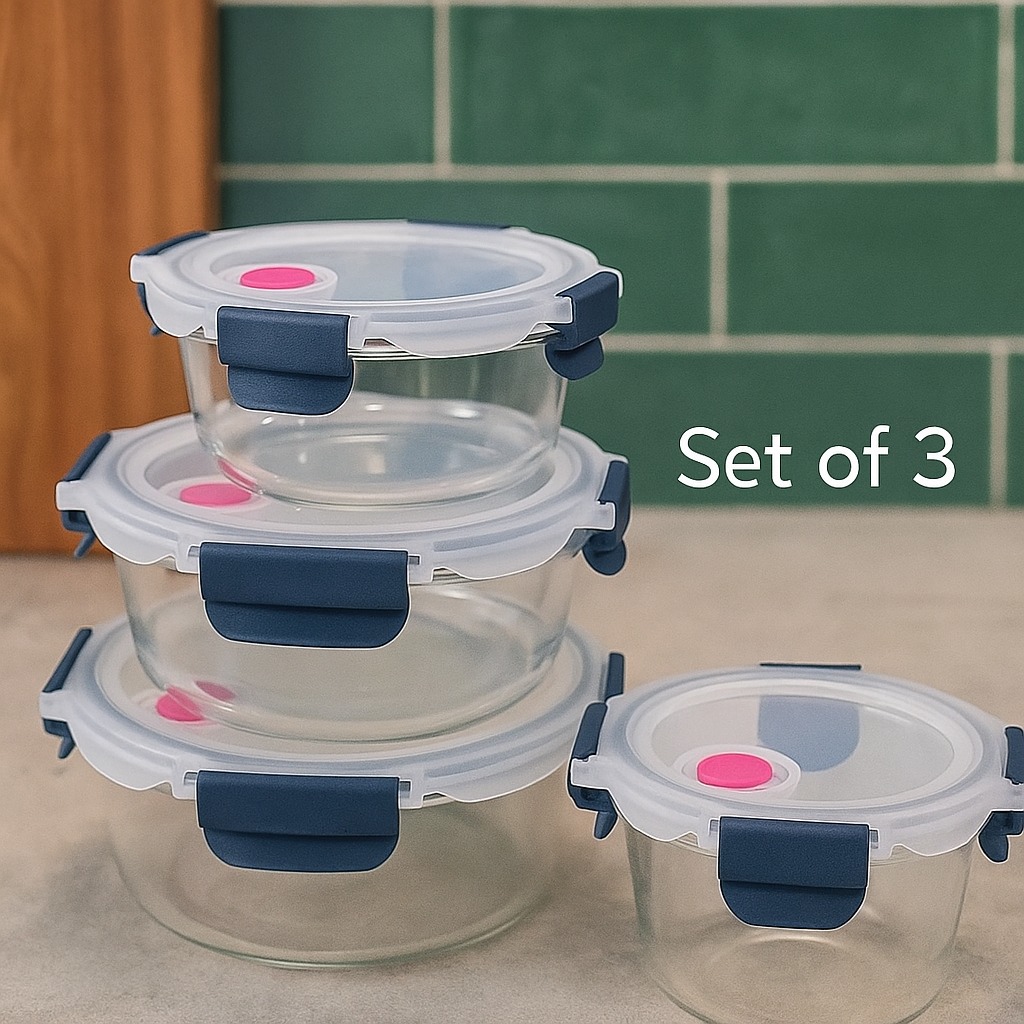 علب زجاجية محكمة – Glass Containers (3pcs)