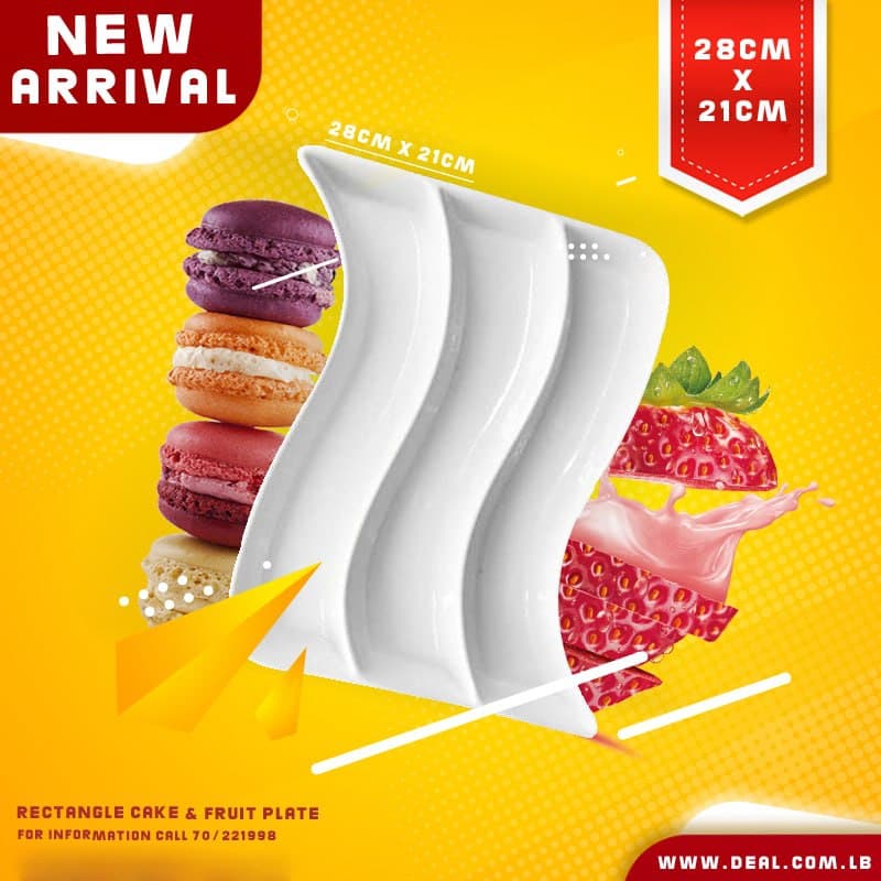 Section White Porcelain Snack  Rectangular Wave