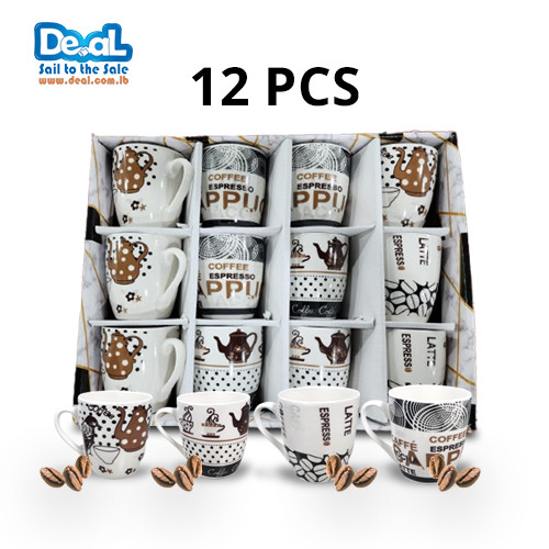 Set Of 12 Pcs Nescafe and Hot Drinks Ceramic Cute Design Mugs