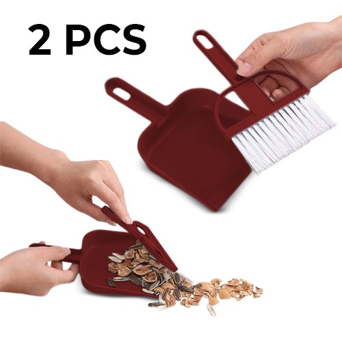 Set of 2 Mini Dustpan & Brush Set Table Cleaner Mini Broom and Pan Cleaning Tool for Computer Keyboard Pet Cage Waste Cleaning Office Desk