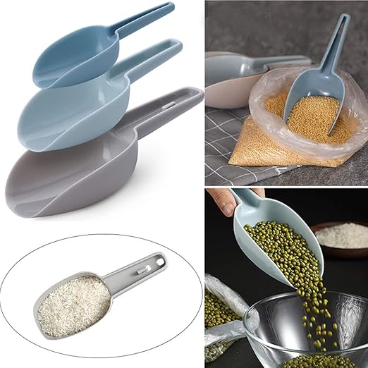 Set of 3 Pcs Multipurpose Plastic Nesting Scoop,For Flour,Beans,Cereal,Sugar,Rice