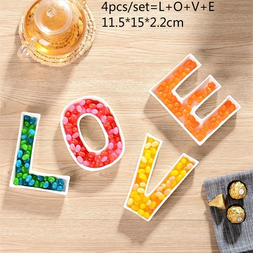 Set of 4 Ceramic LOVE Letters