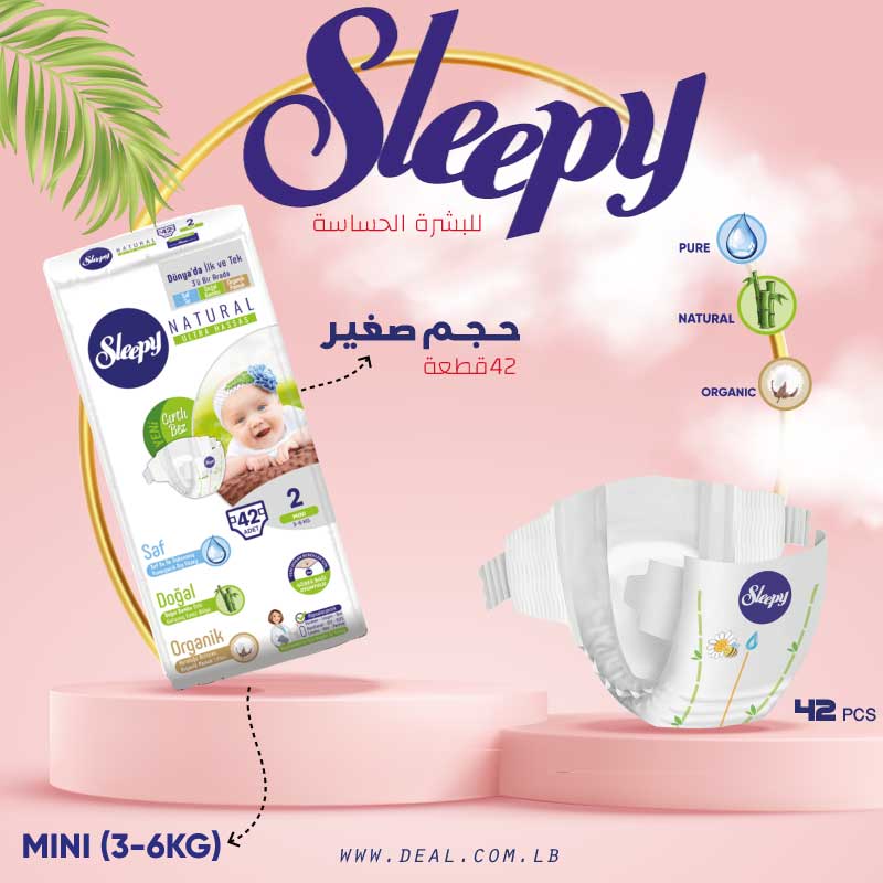 Size 2 Sleepy Natural Baby Diaper Mini 42 Pieces (3 to 6 Kg)