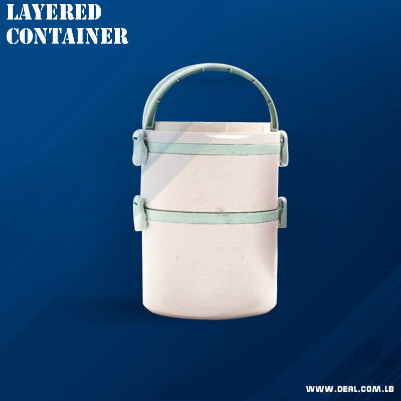 Stacking Round 2 Layers Wheat Straw Plastic Bento Lunch Box