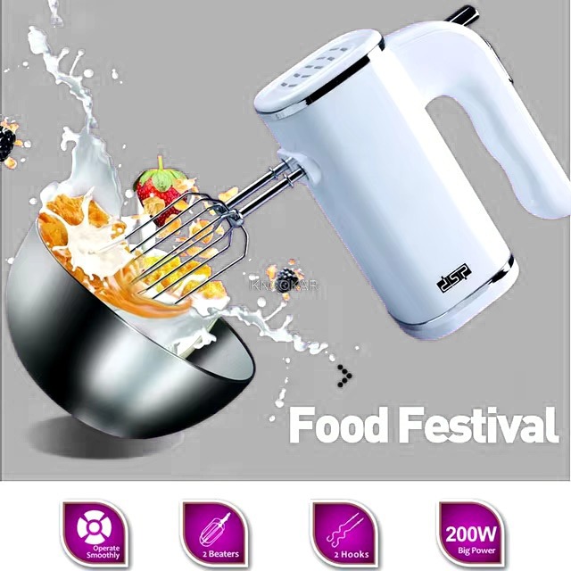 DSP Stainless Steel Electric Hand Mixer with Turbo Handheld Kitchen Dough Blender