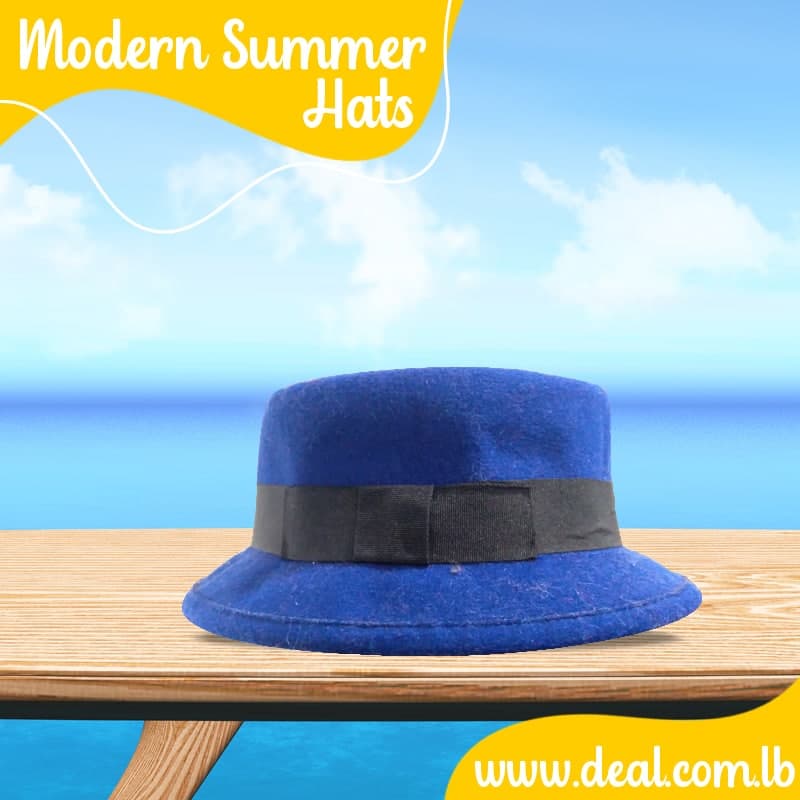 Stylish+Blue+Hat+With+A+Black+Strap