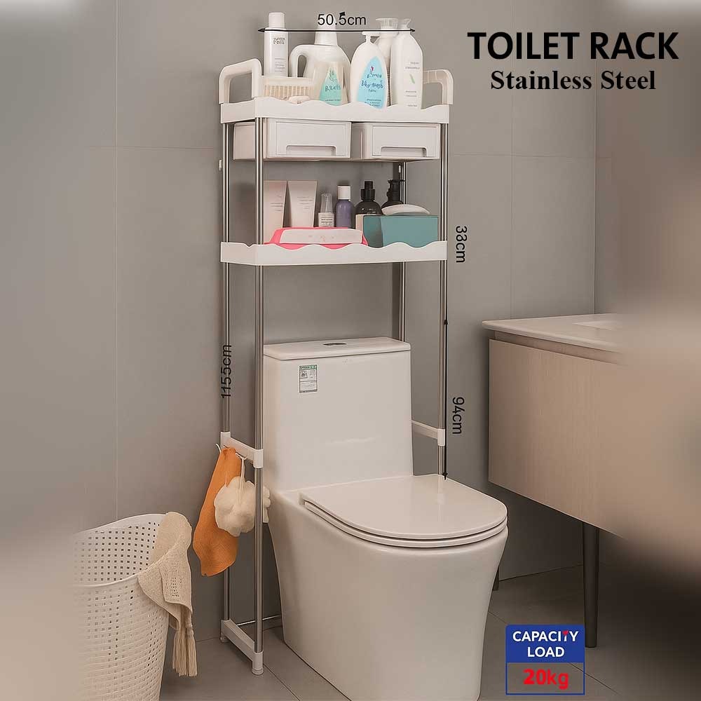 Toilet Storage Rack - 3 Tier Stainless Steel Organizer