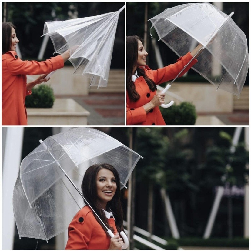 Transparent+Clear+Rain+Umbrella+Parasol