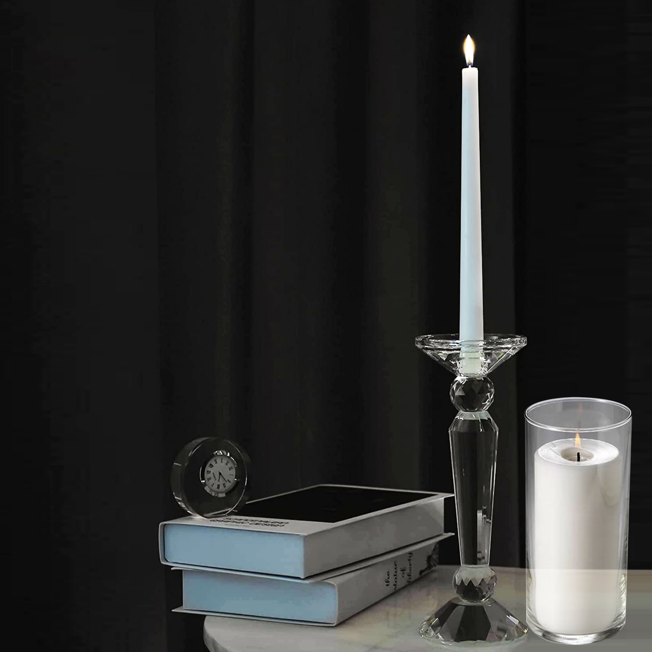 Transparent+Crystal+Candle+Stick++Small+Size+37cm