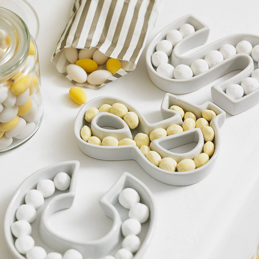 White Ceramic Letter Dishes