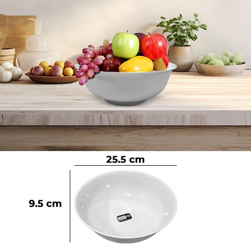 White Melamine Big Bowl 10Inch (25.5x9.5cm)