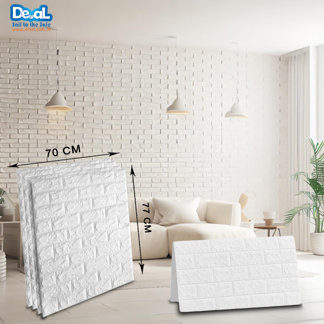 White color Brick Wall Foam Sticker 70x77cm