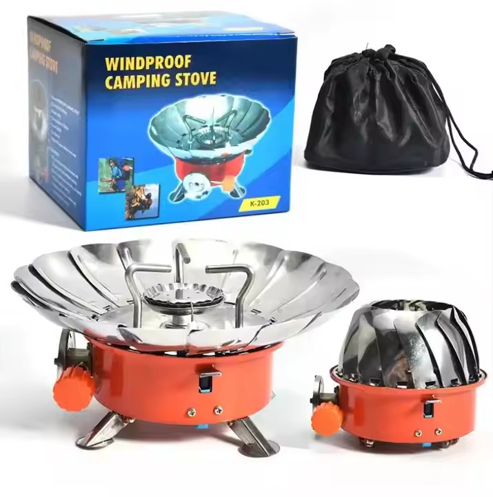 Windproof Portable Butane Gas Camping Stove Burner,2800W Gas Stove,Gears Flower Head