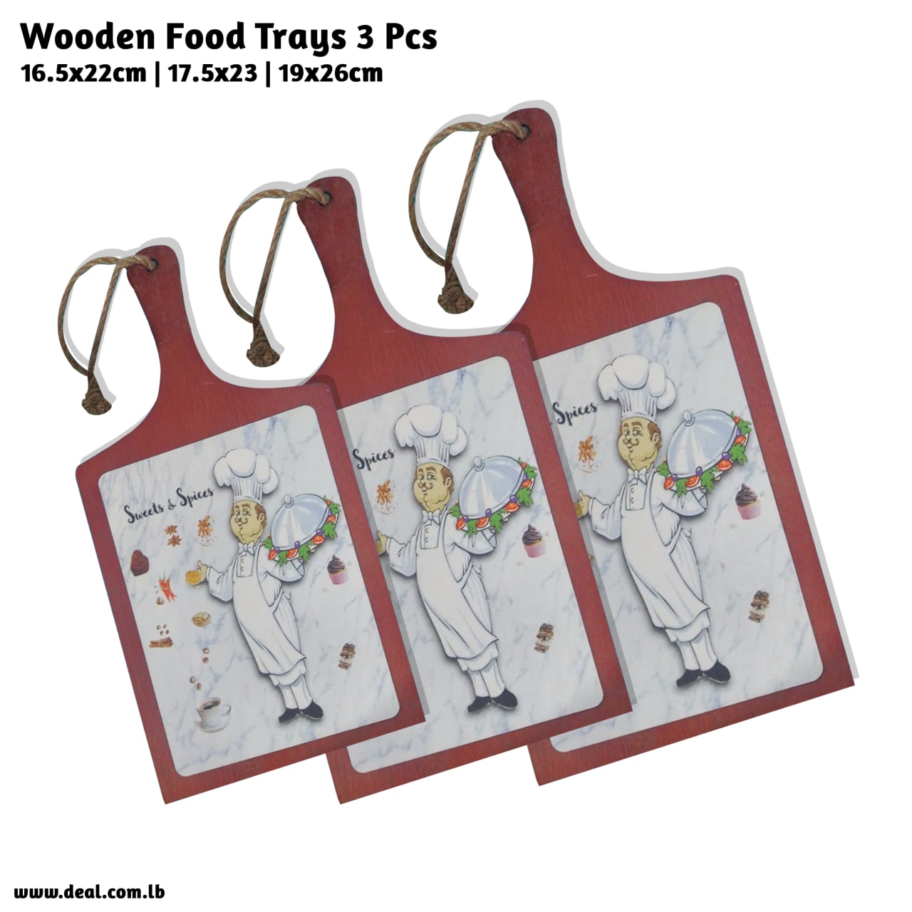 Wooden Food Decoration Trays 3 Pcs