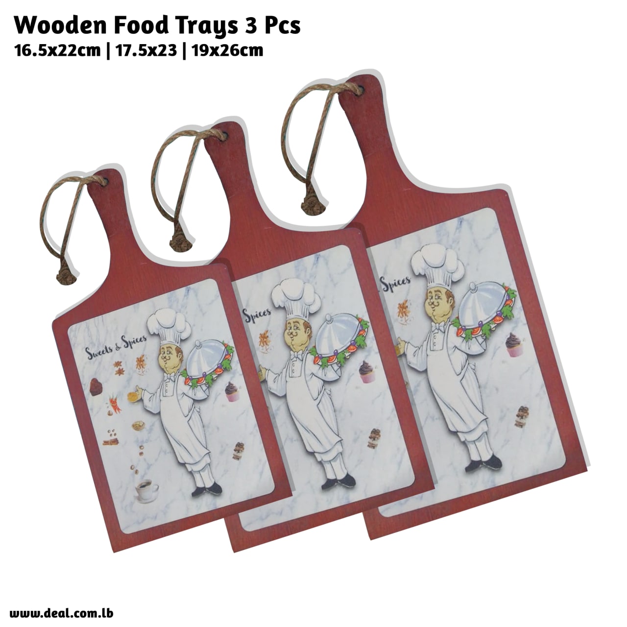 Wooden+Food+Decoration+Trays+3+Pcs