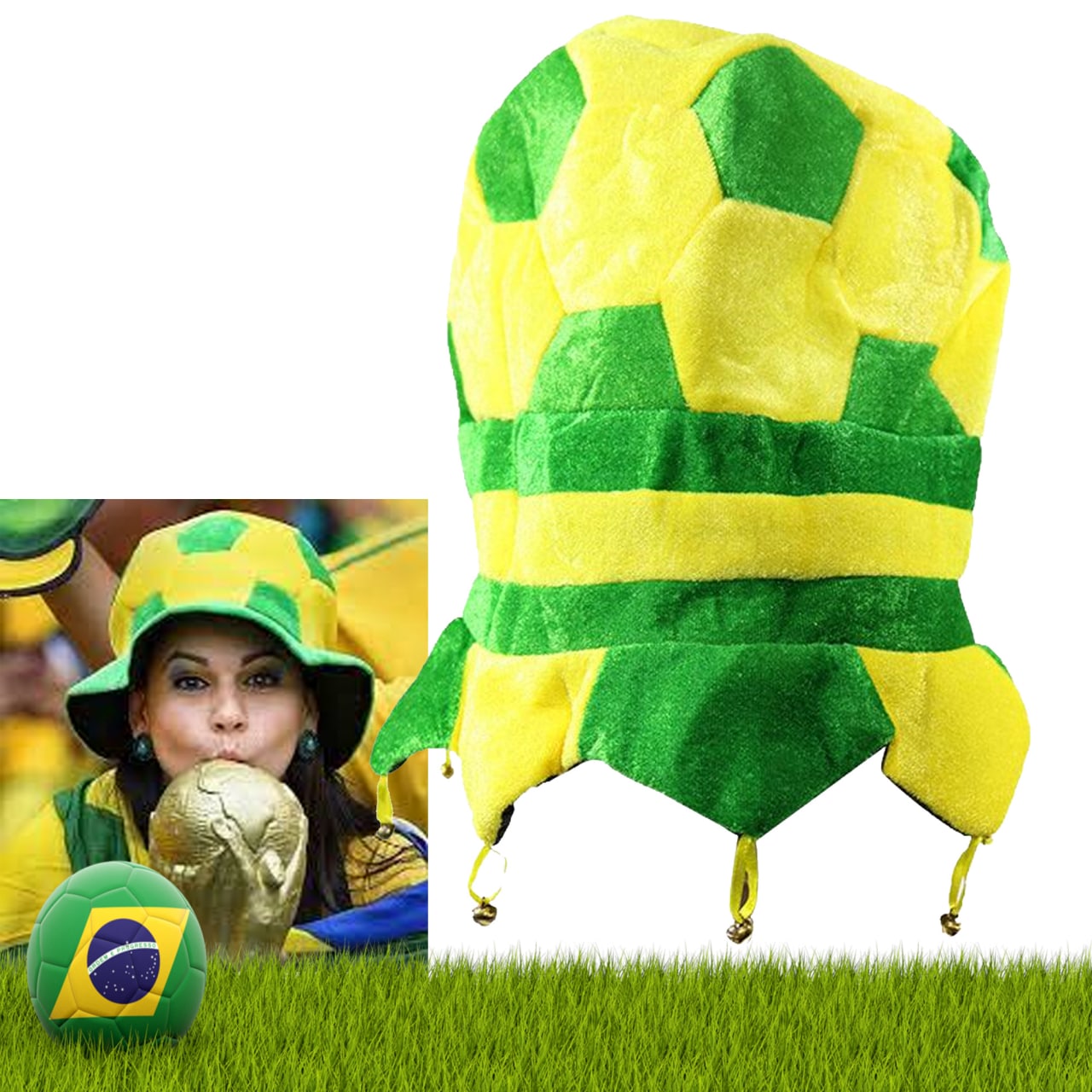 World Cup Party Top Hat With Small Bells Brazil
