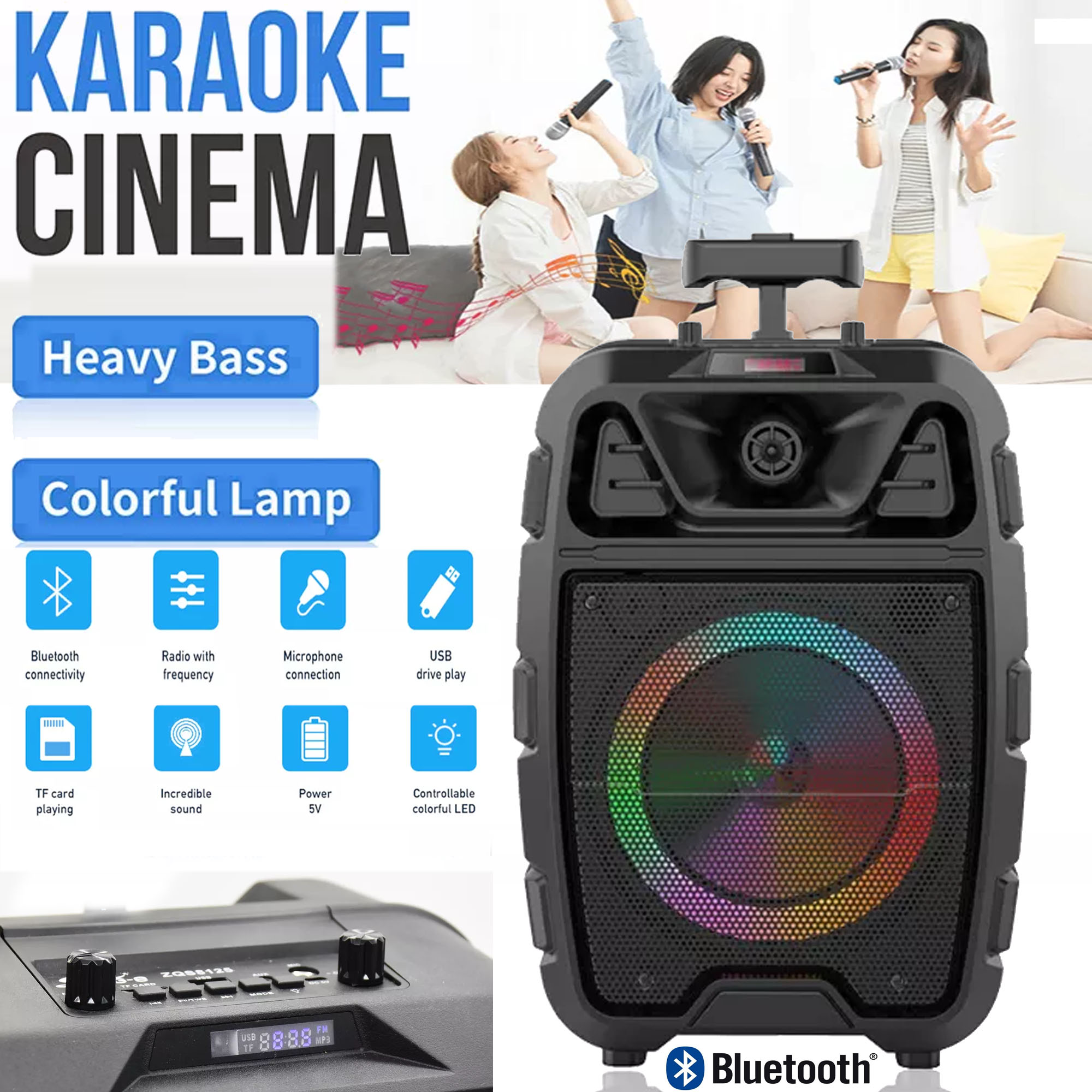 ZQS8125 Subwoofer 8 inch Full Range Power Amplifier Treble Portable Bluetooth Rechargeable Loud Speakers Outdoor Mobile Phones