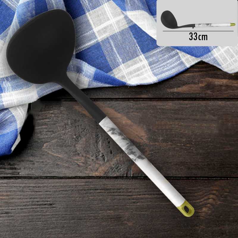 black Deep Silicone Soup Spoon 33cm