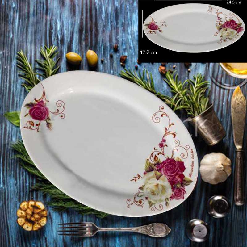 ceramic glass dish with flower printed size 24.5 cm  x 17.2 cm