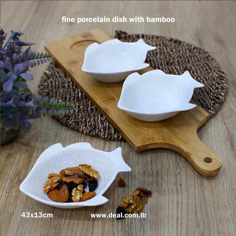 fine porcelain dish with bamboo