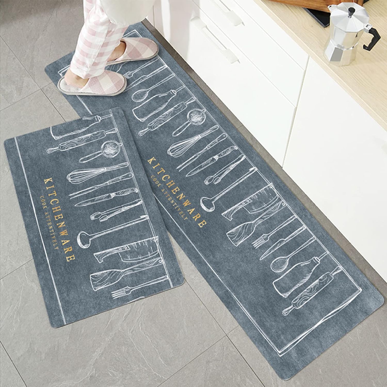 pack of 2  kitchenware Kitchen mat Anti-Slip Soft, Washable, Printed Designer for Floor Kitchen Room