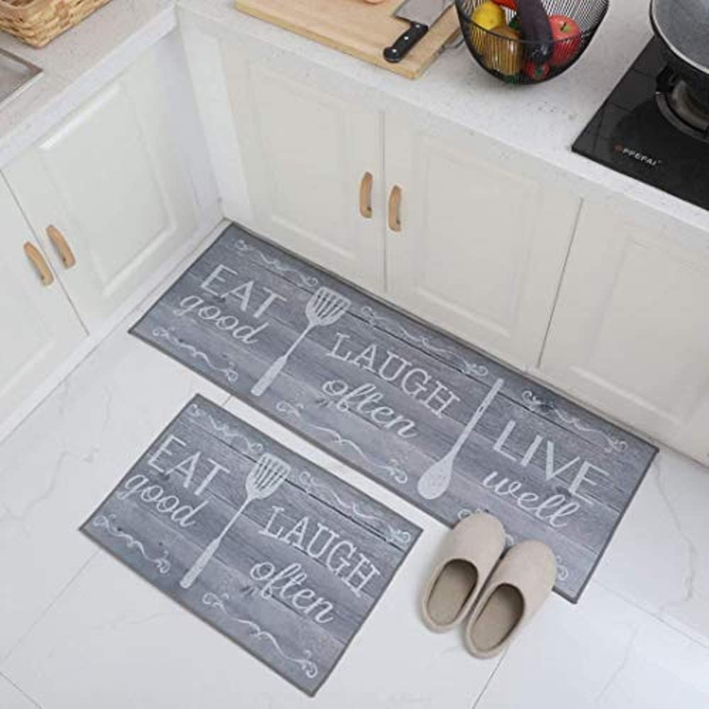 pack of 2 eat live  Kitchen mat Anti-Slip Soft, Washable, Printed Designer for Floor Kitchen Room