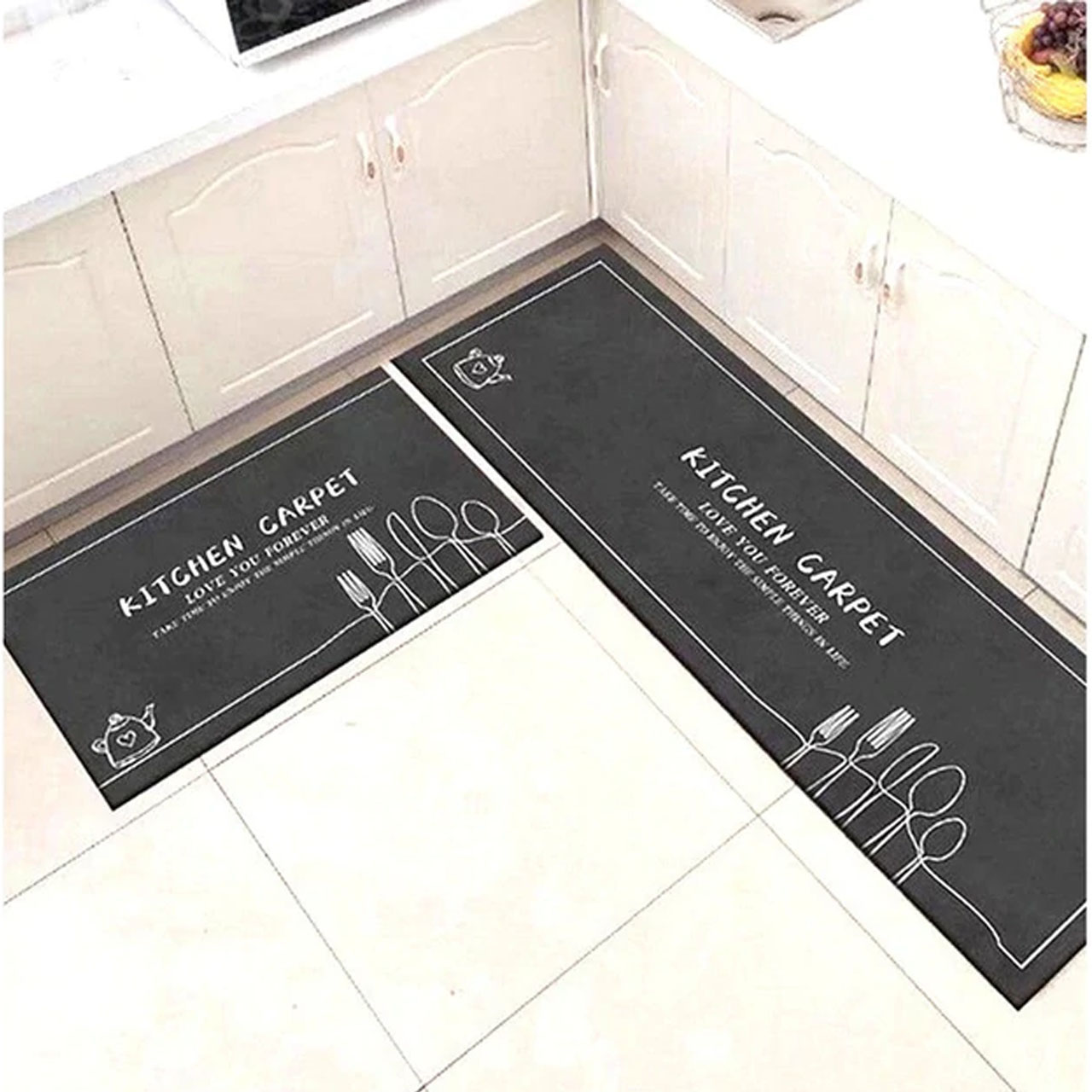 pack of 2 kitchen carpet  Kitchen mat Anti-Slip Soft, Washable, Printed Designer for Floor Kitchen Room