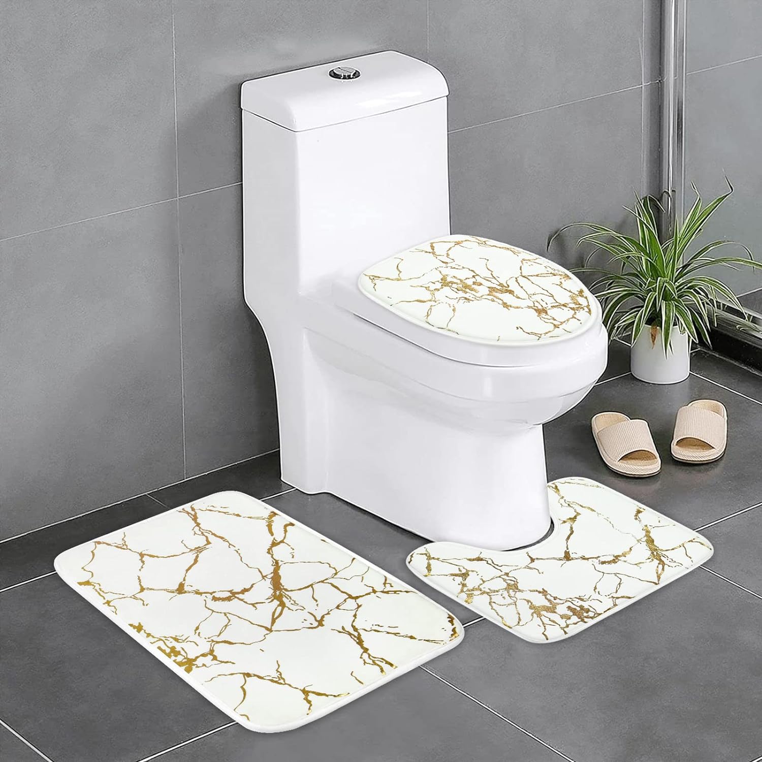 White Luxury marble 3piece bath sets