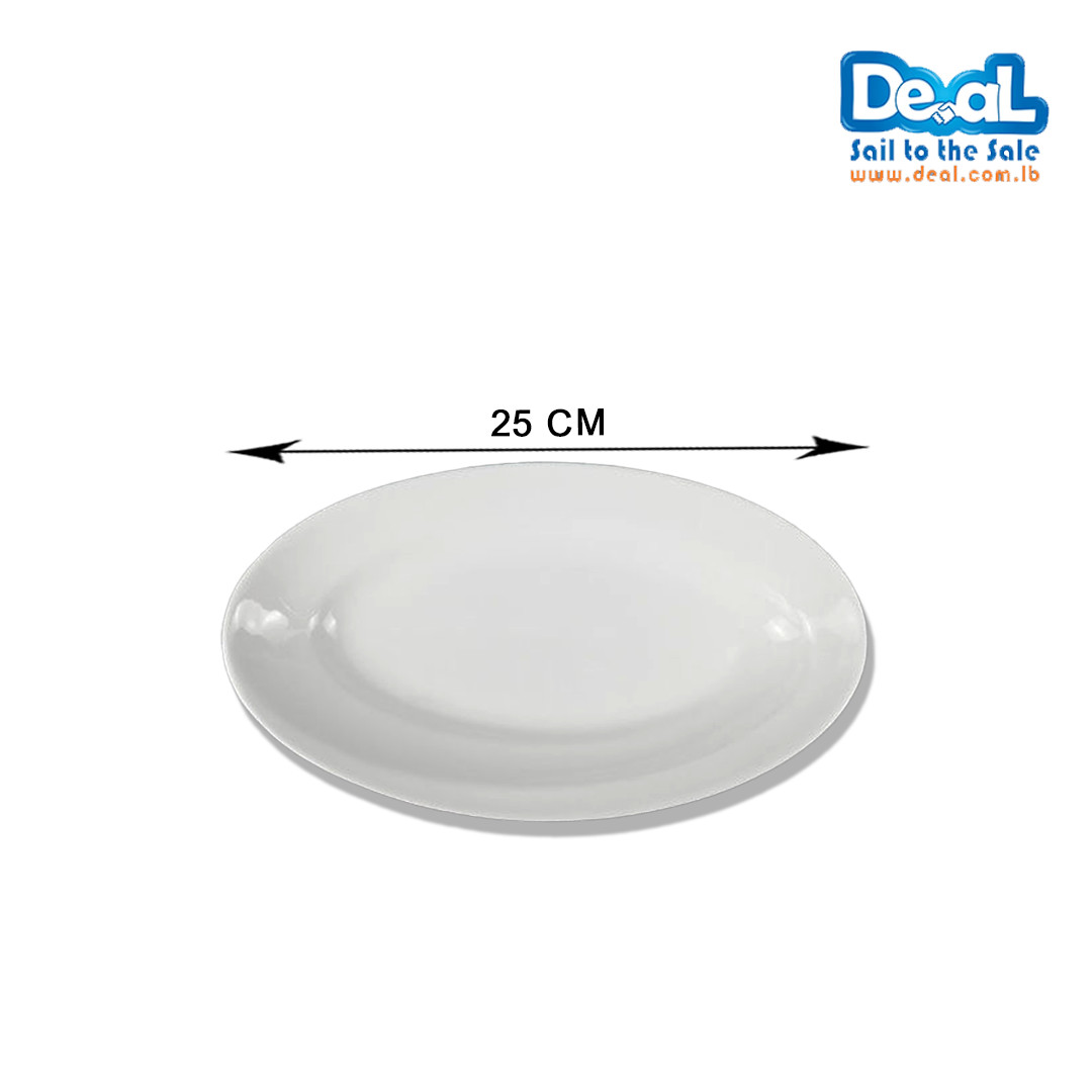 white ceramic plate oval 25x17.5 cm