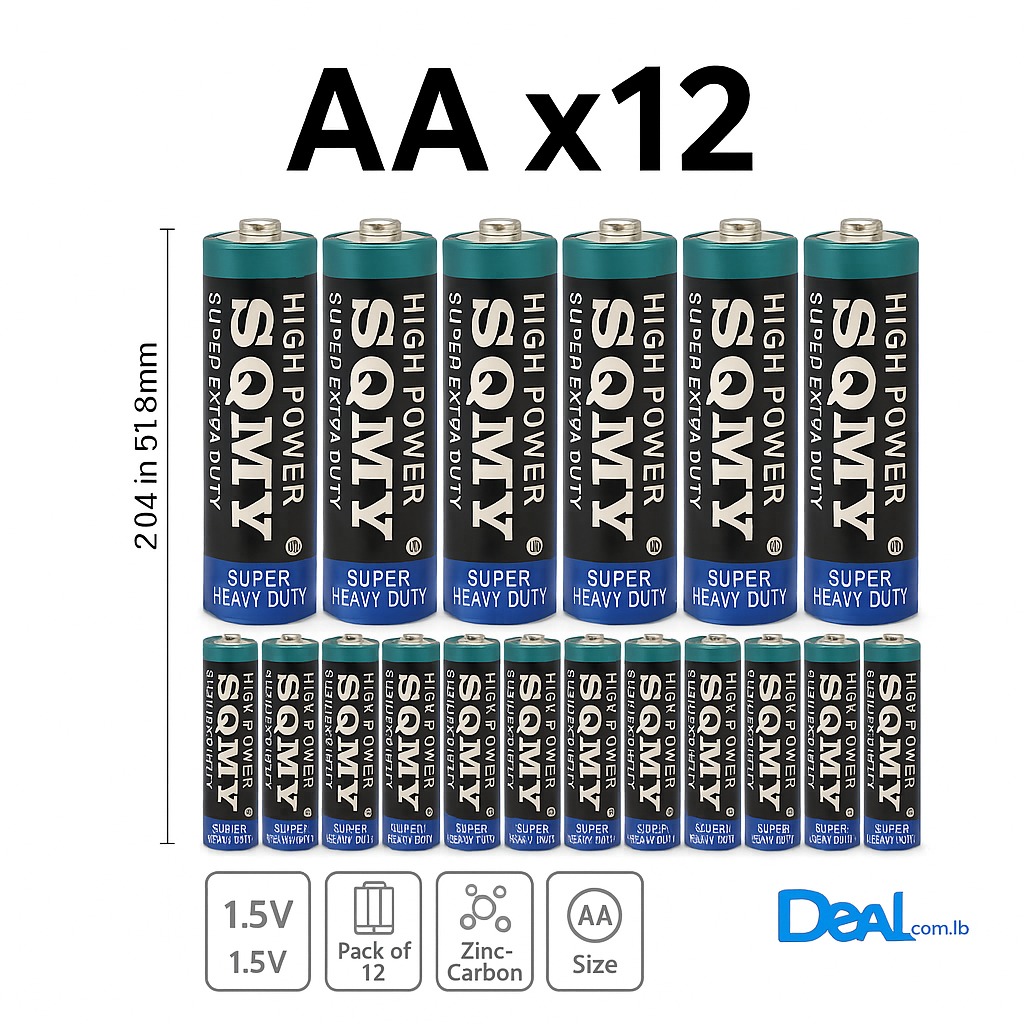 بطاريات SQMY AA Batteries – 12pcs 1.5V