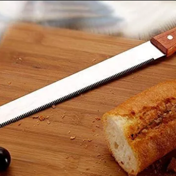 wood+handle+stainless+steel+serrated+bread+cutter+cake+knife