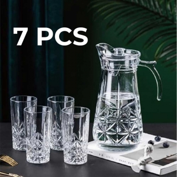 7-Pieces+Clear+Glass+Jug+and+Glasses%2C6+Glasses+and+Jug%2CDrinking+Jug+1.7L%2CModern+Set