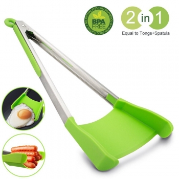 2+in+1+Kitchen+Spatula+and+Tongs+Clever+Tongs