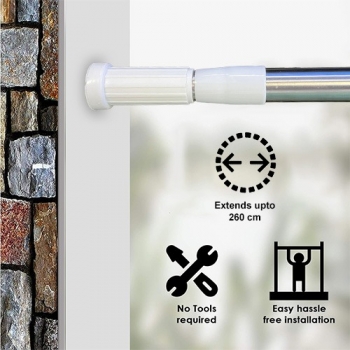 Stainless+Steel+Extensible+Shower+Curtain+Rod+140x260cm
