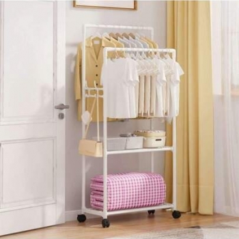 Double+Rail+Clothes+Rack+with+Wheels+Freestanding+Garment+Organizer+with+Hanging+Rods+and+2-Tier+Storage+Shelf+166CM+Height+Wardrobe+Stand+for+Clothes%2C+Bags+%26+Bedding+Space-Saving+Home+Solution